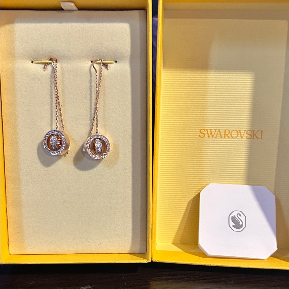 New Swarovski Rose Gold Drop Earrings